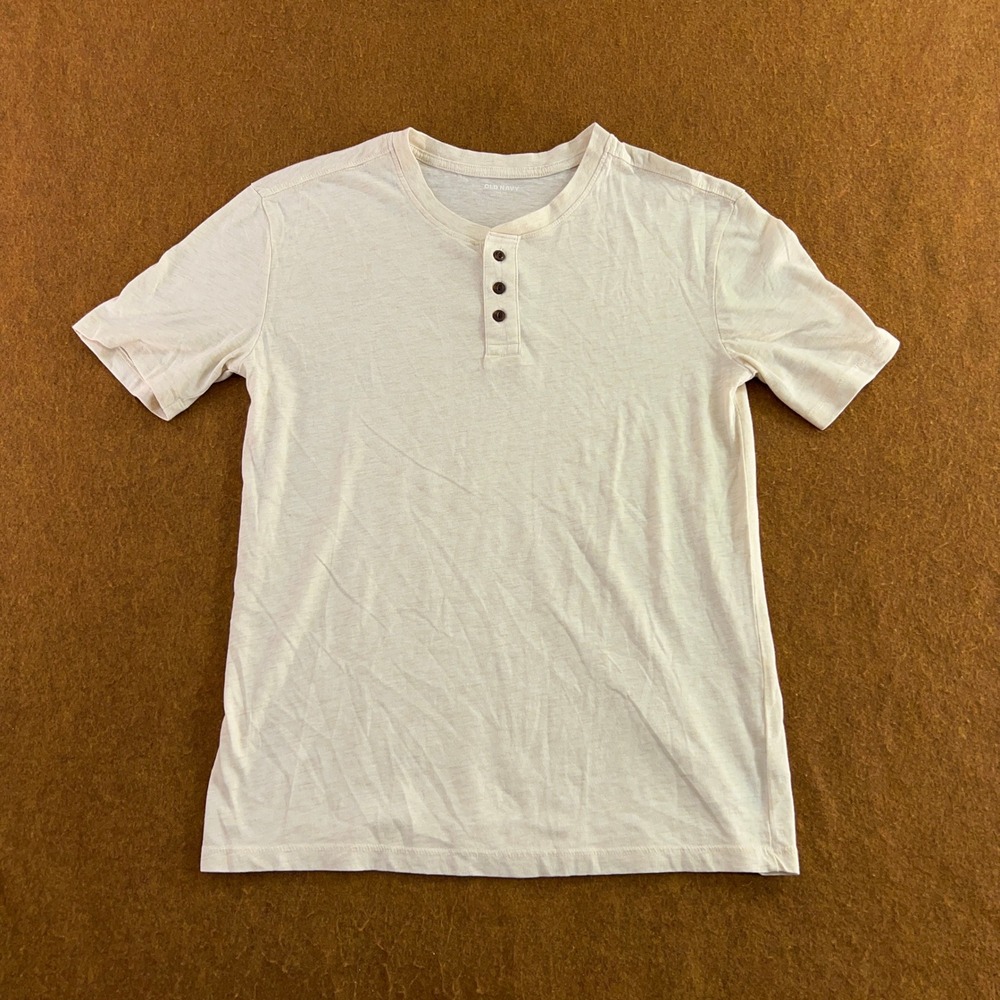 Old Navy Boys XXL 18 Cream Short Sleeve Henley T-Shirt New